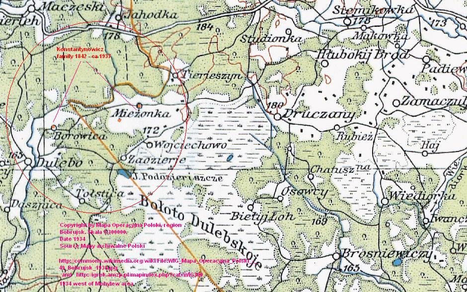 1934 Miezonka wojskowa mapa polska