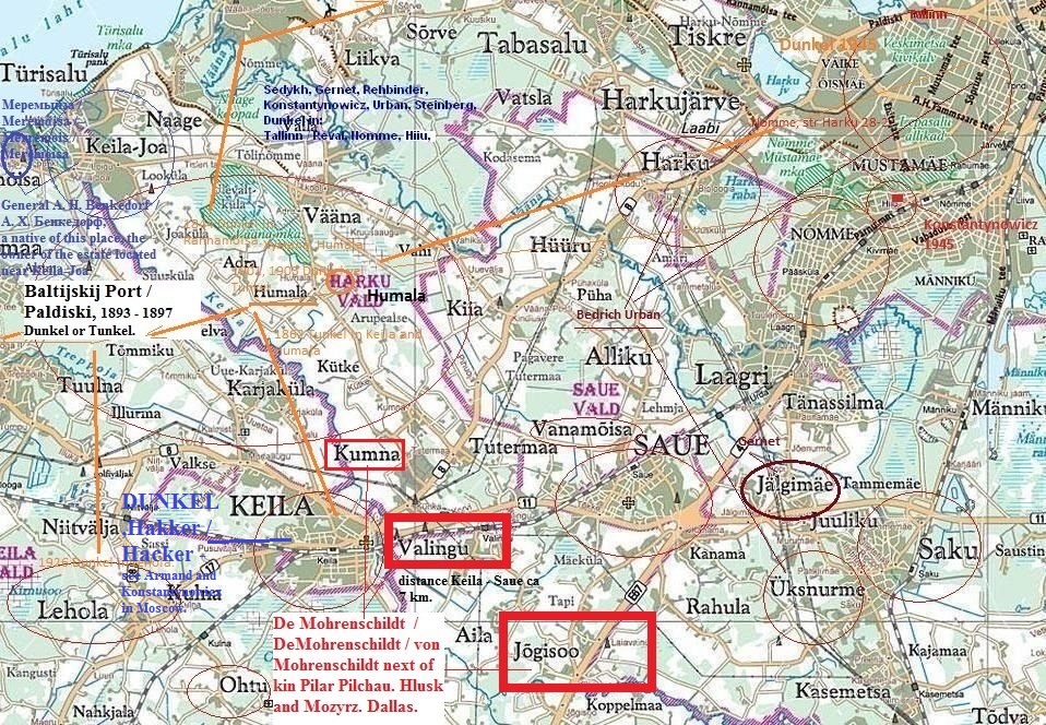 History and genealogy of the   von  Mohrenschildt ancestry  and Pilar Pilchau, Rehbinder, Dunkel, Krauze, Konstantynowicz in Tallinn; Armand and Paszkowski in Moscow