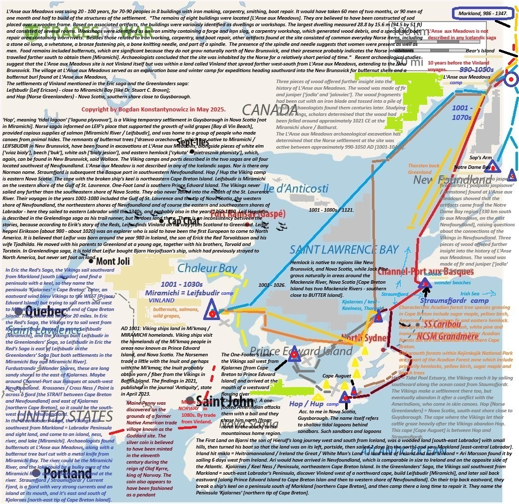 Vikings in North America. Miramichi and New Scotia. Cape Breton Island and Prince Edward Island.